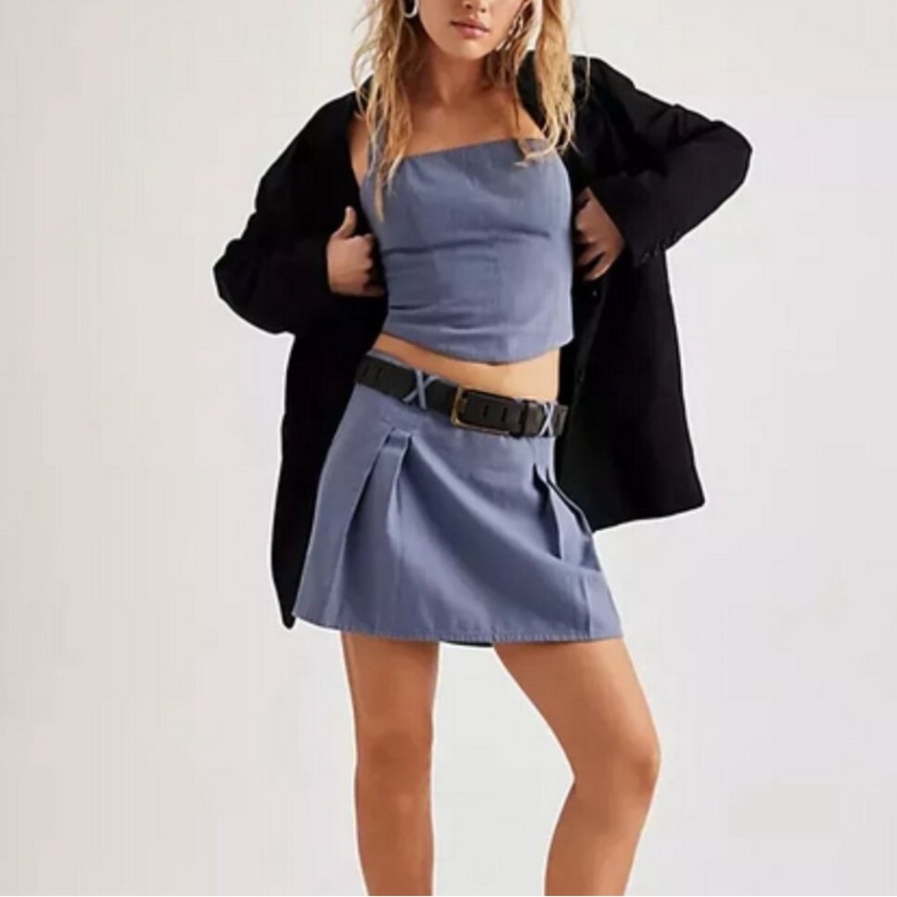 Free People Blue Mini Skirt